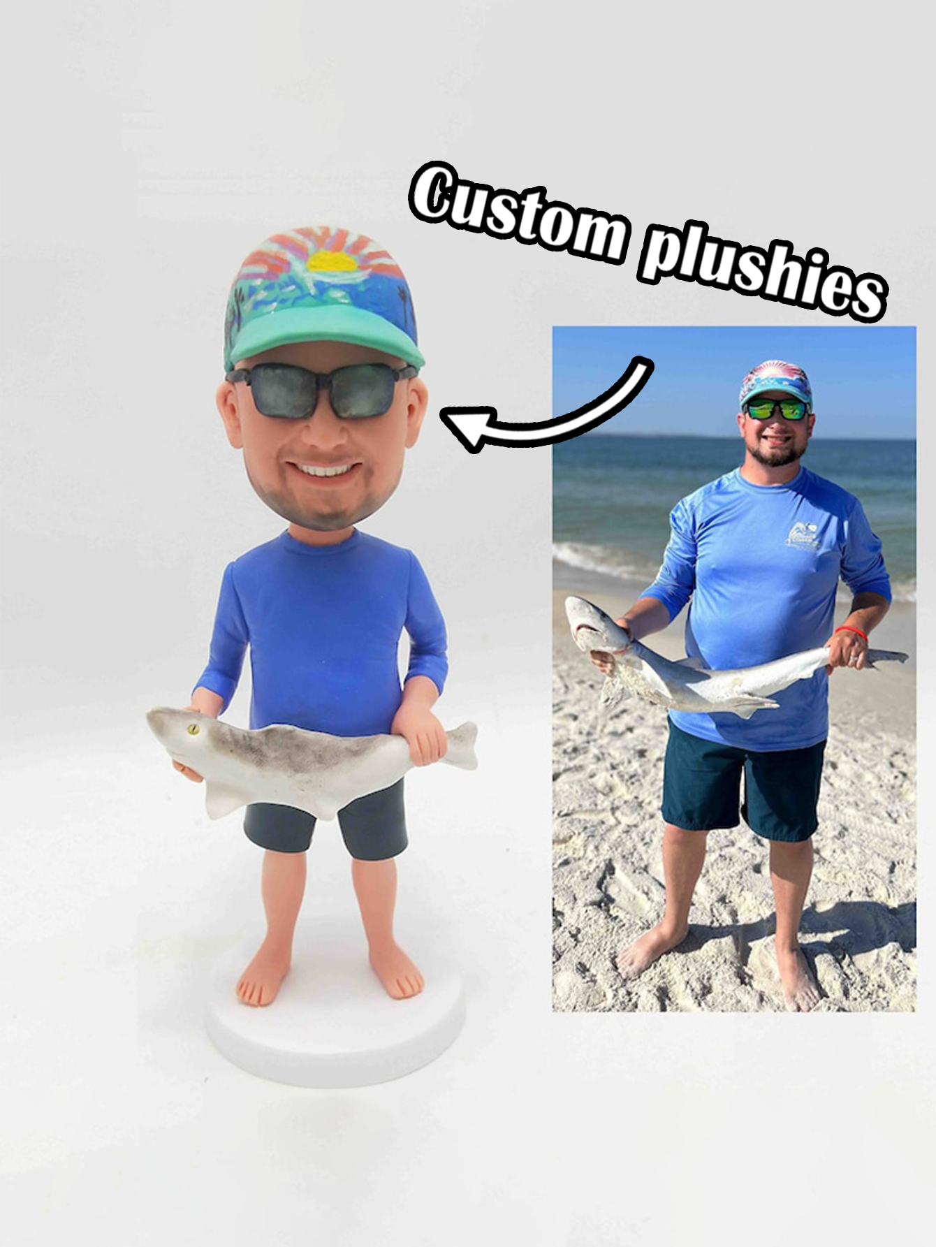 Custom Fishing Expert Clay Figurines, Personalized Fisherman Dolls